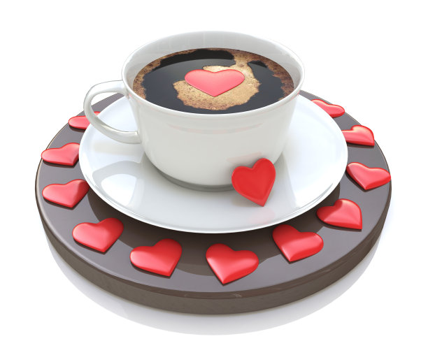 一杯带有心形标志的咖啡——情人节。爱图片下载