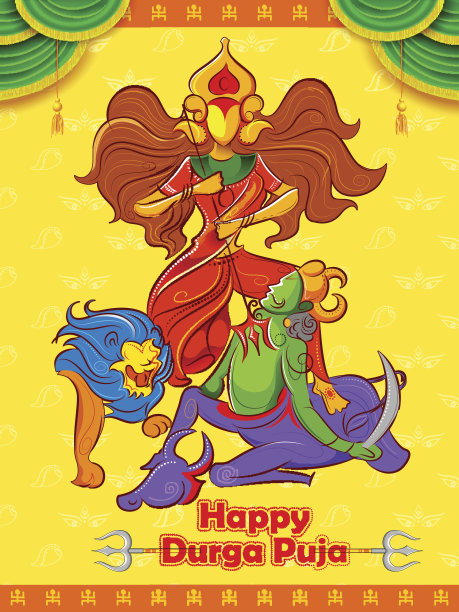 快乐的杜迦礼拜背景图片下载