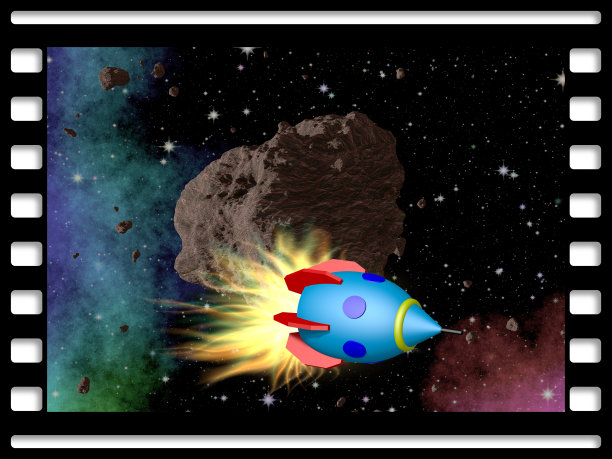 有小行星和火箭的胶片图片下载