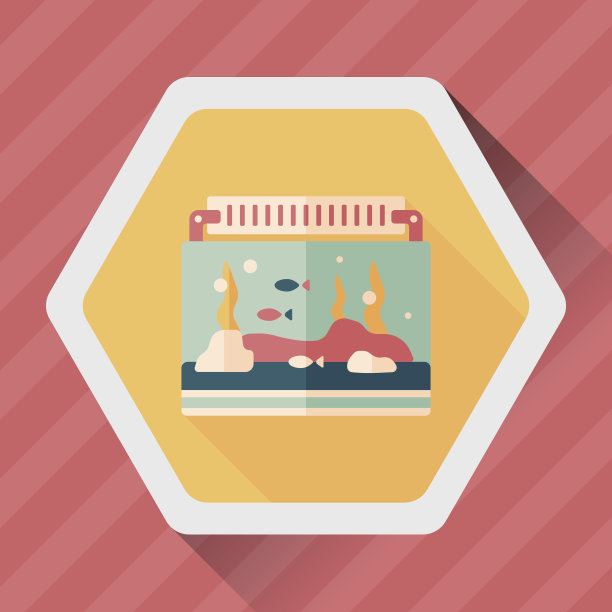 宠物鱼扁平图标与长影子，eps10图片下载