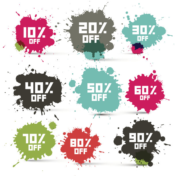 透明彩色折扣销售飞溅集图片下载