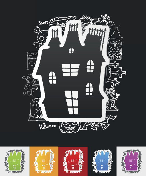 家庭纸贴纸与手绘元素图片下载