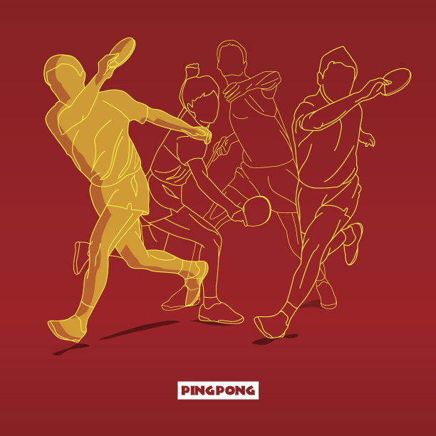 网球运动员打乒乓球与风格的排版。素材图片