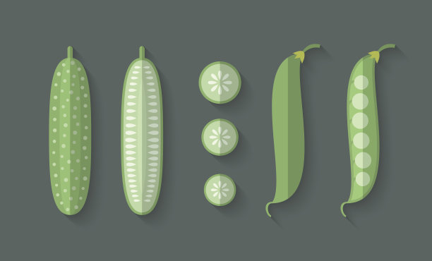 一套蔬菜在一个扁平的风格-黄瓜素材图片
