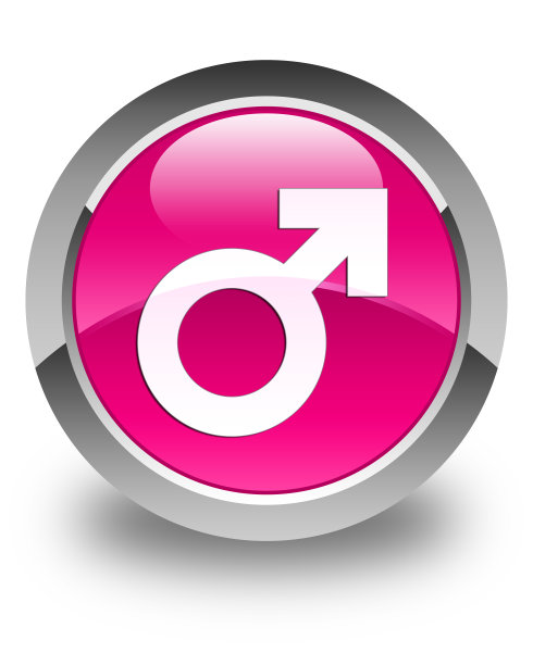 男性标志图标亮粉色圆形按钮图片下载