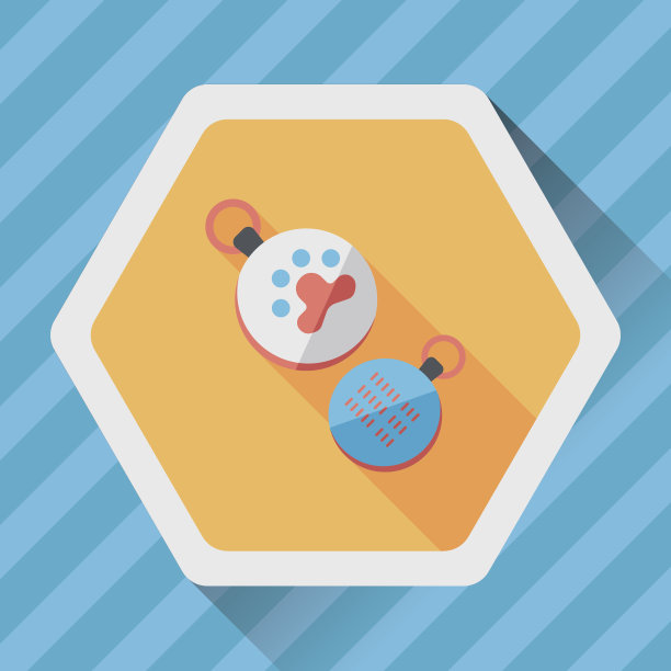 宠物标签与长阴影的平面图标，eps10图片下载