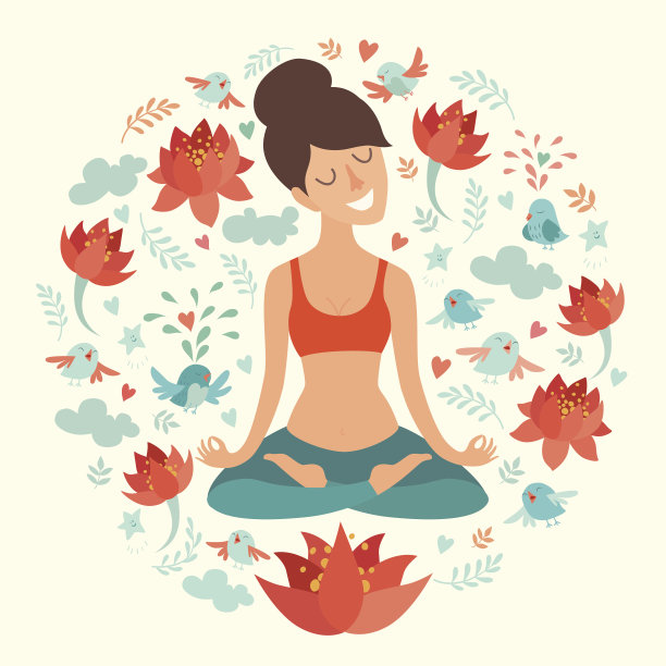 美丽的女孩在荷花的位置上的圆圈背景图片下载