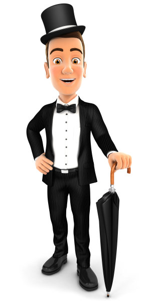 3d优雅的绅士与伞图片下载