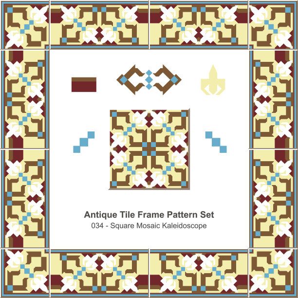 仿古瓷砖框架图案set_034方形马赛克万花筒图片下载
