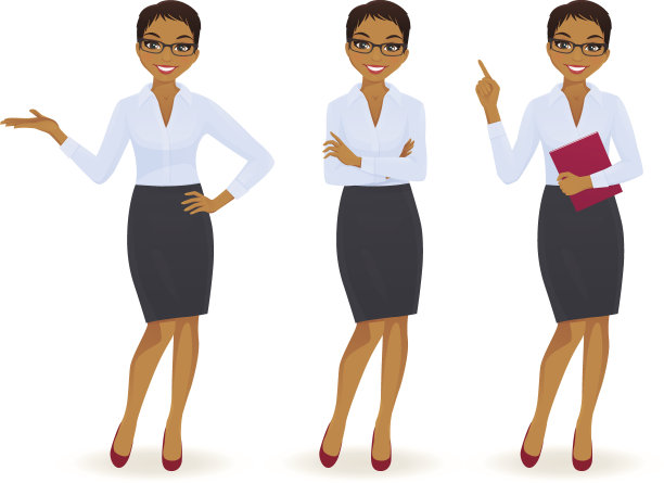 优雅的商务女性在不同的姿势图片下载