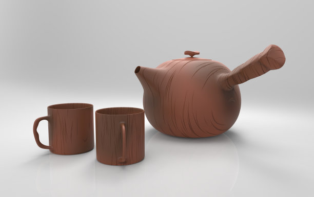 原色漂亮茶壶，两杯图片下载