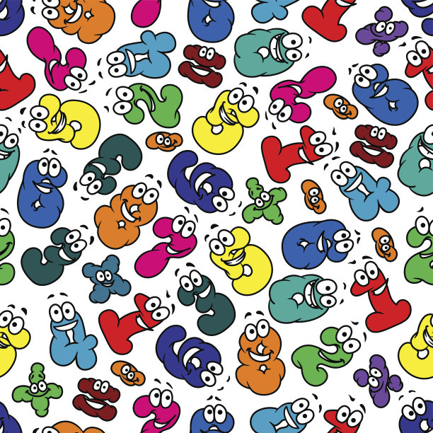 卡通泡沫数字无缝图案图片下载