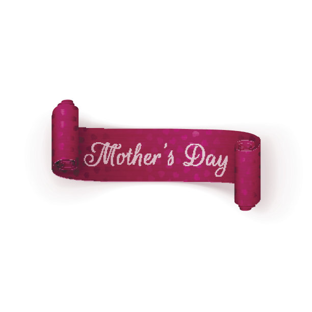 母亲节现实的问候卷轴彩带图片下载