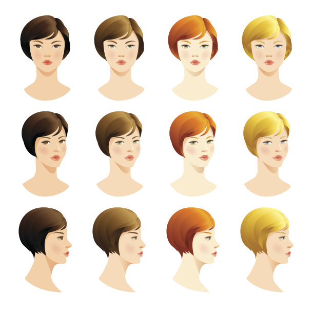 各种颜色的波波头图片下载