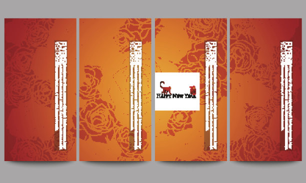 一套现代的传单。中国新年的背景。花的设计图片下载