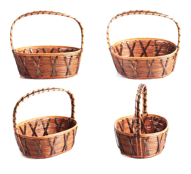 收集的柳条篮子孤立在白色图片下载