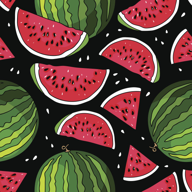 无缝矢量西瓜图案图片下载