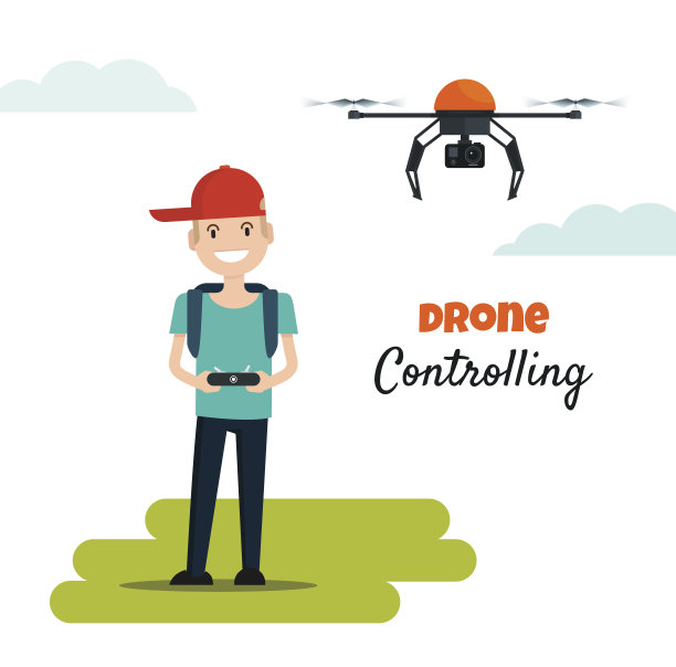 快乐的小男孩玩着带摄像头的无人机。图片下载