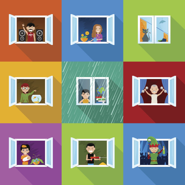 人在窗户素材图片