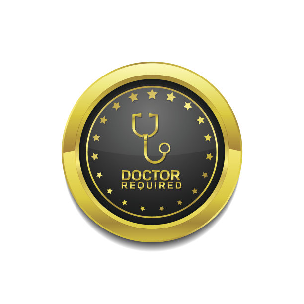 医生需要金色矢量图标按钮图片下载