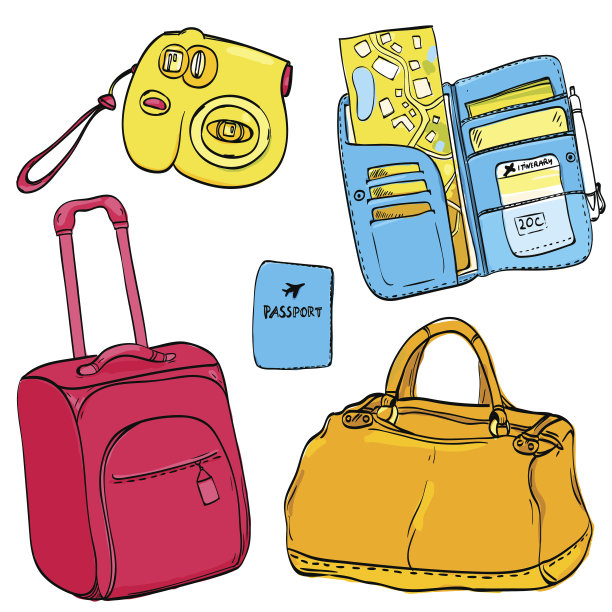 一套旅行插图。手绘涂鸦孤立在白色图片下载