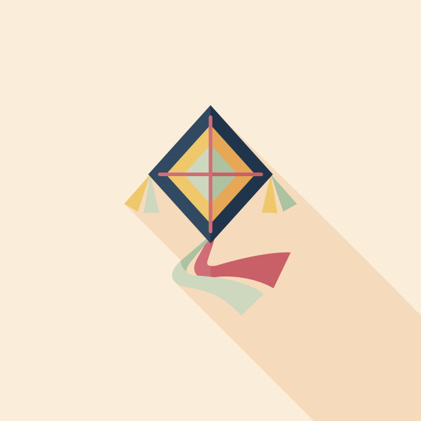 风筝平图标与长影子，eps10图片下载