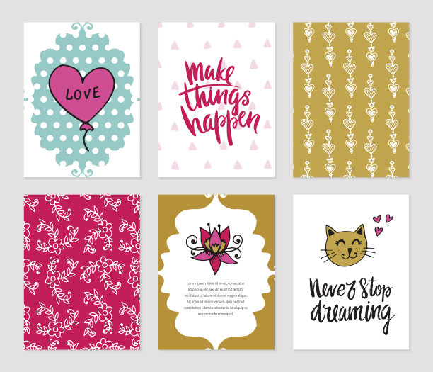 浪漫的卡片收集。图片下载