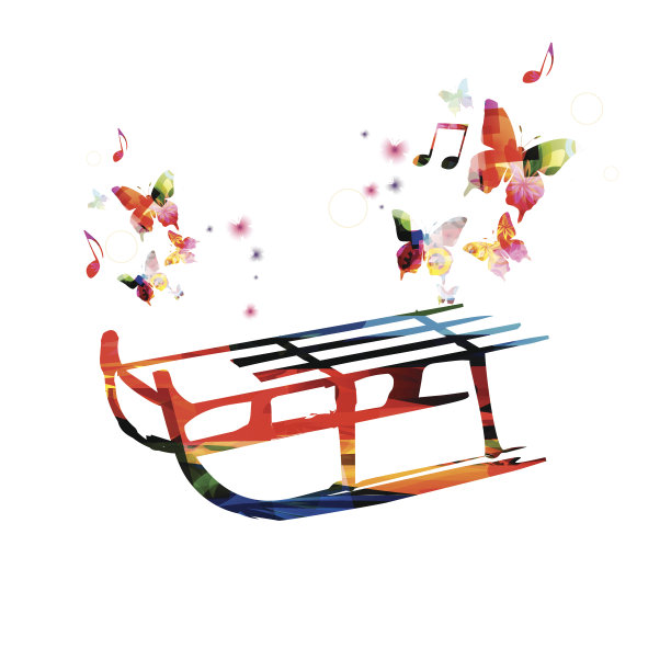 蝴蝶图案的彩色雪橇图片下载