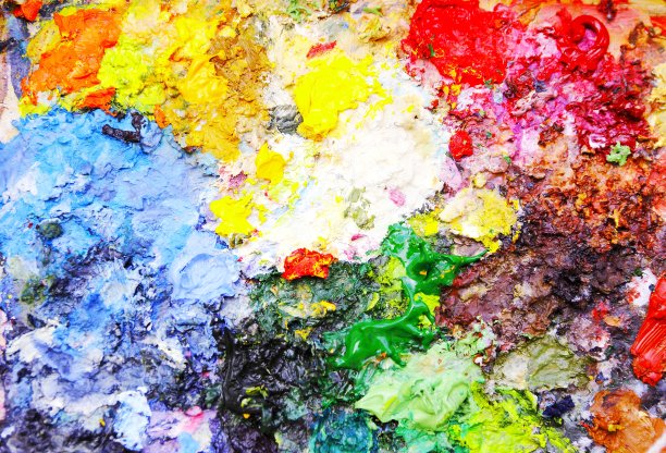 油画艺术家调色板。图片下载