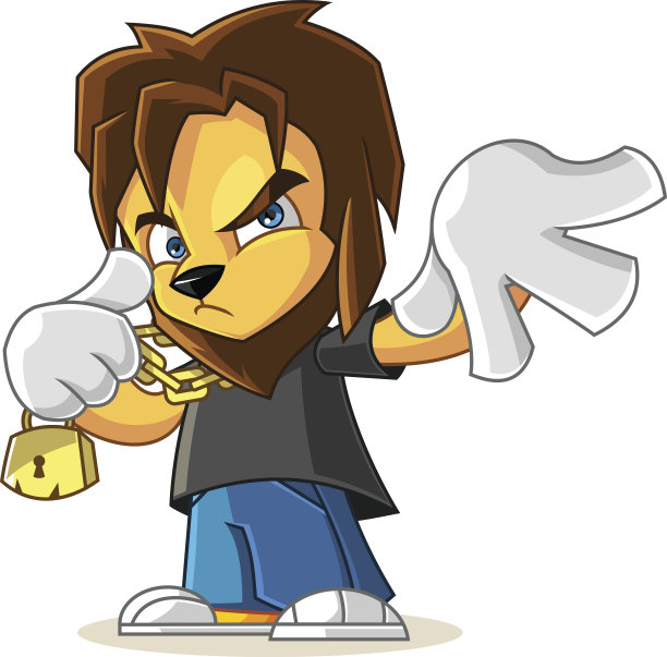 说唱歌手狮子吉祥物卡通矢量插图酷姿势图片下载