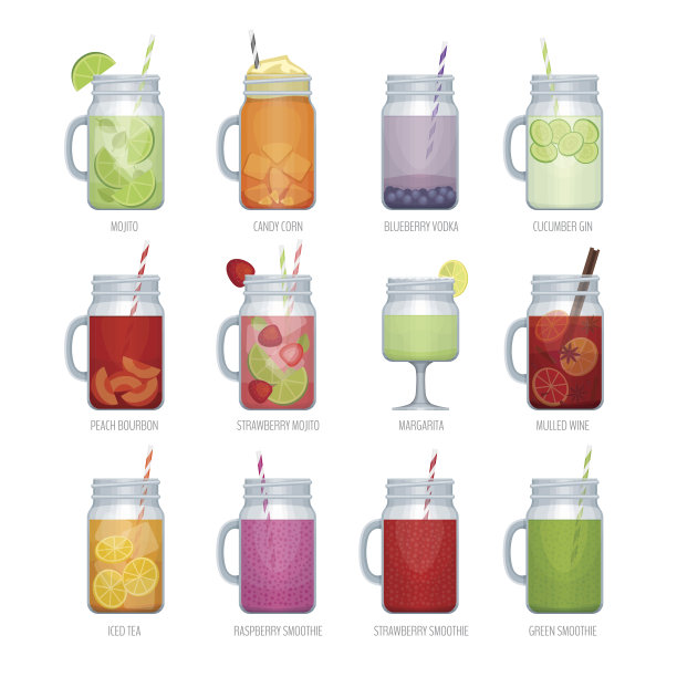 玻璃瓶里的奶昔。图片下载