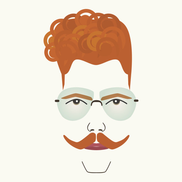 红发潮男，戴无框眼镜图片下载