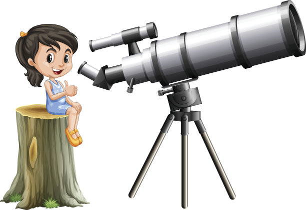 小女孩用望远镜看东西图片下载