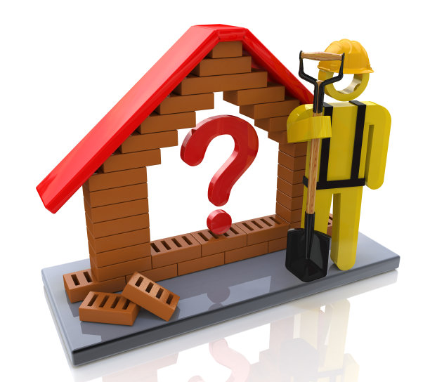 带有问号的象征性房屋——建筑概念图片下载