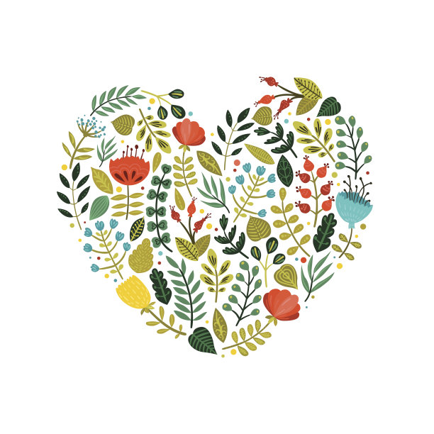 花心与可爱的彩色花朵图片下载