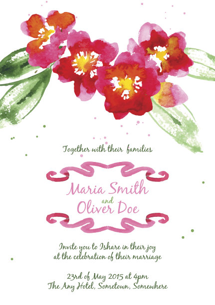 矢量背景与红色水彩茶花图片下载