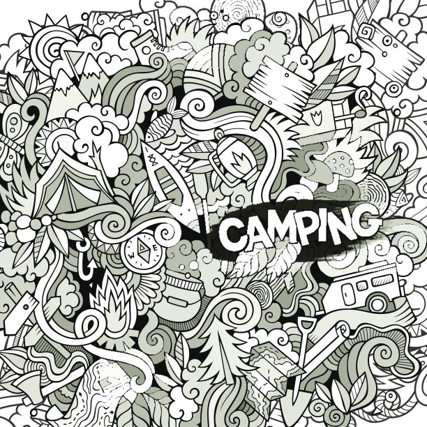 卡通涂鸦营插图图片下载