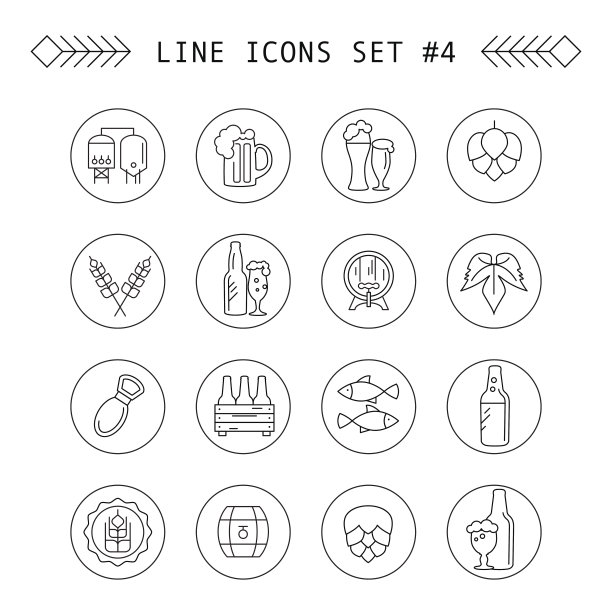 啤酒相关线图标设置图片下载