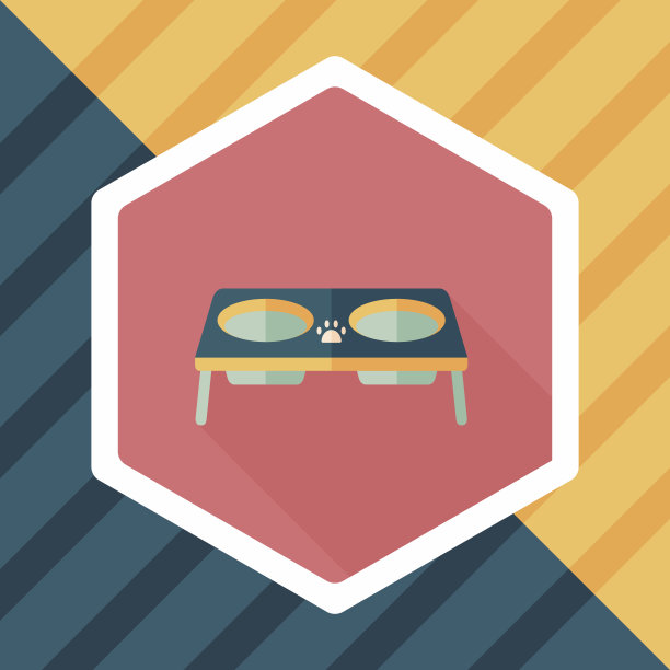 宠物狗粮碗扁平图标与长影子，eps10图片下载