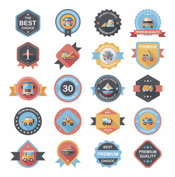 交通徽章平面设计背景集，eps10图片下载