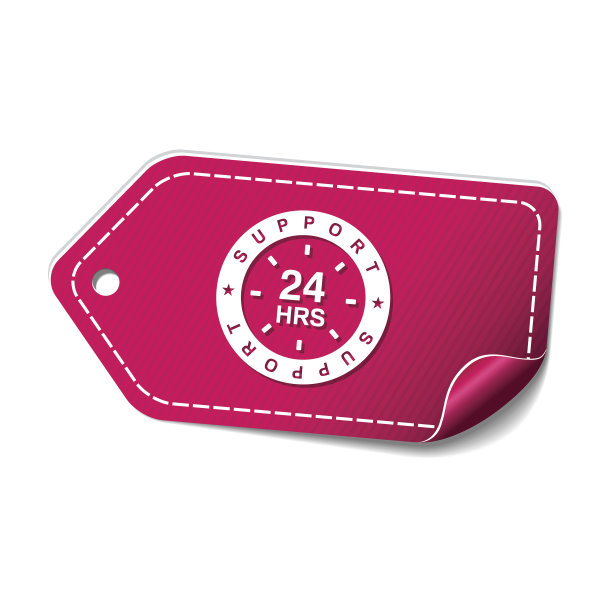 24小时支持粉色矢量图标设计图片下载