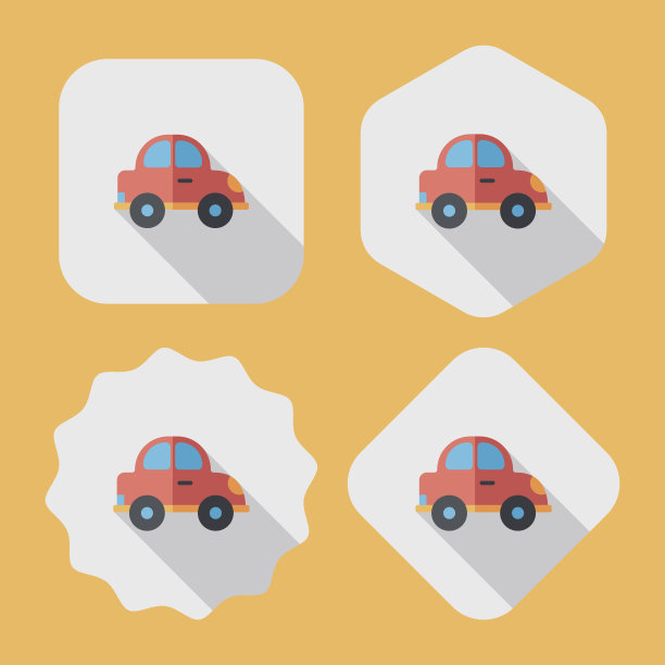 运输车的平面图标与长影子，eps10图片下载