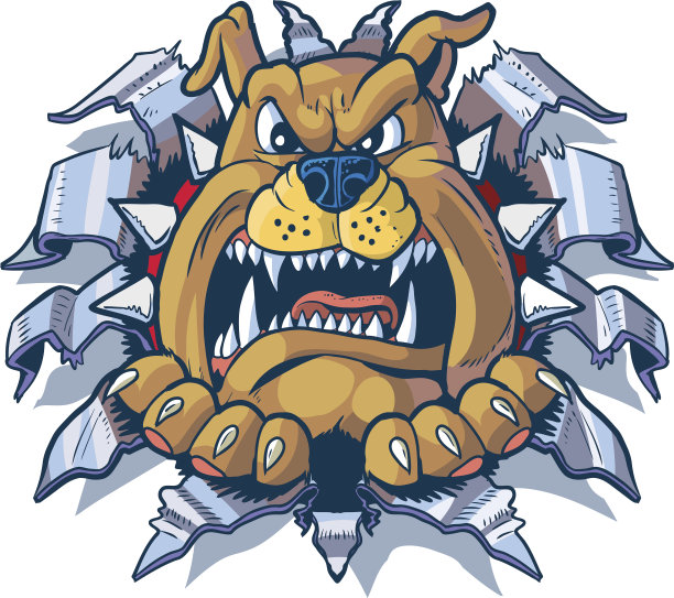 牛头犬剥离金属背景矢量卡通图片下载