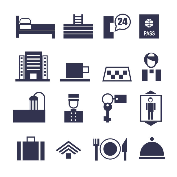酒店服务的几何矢量图标集图片下载