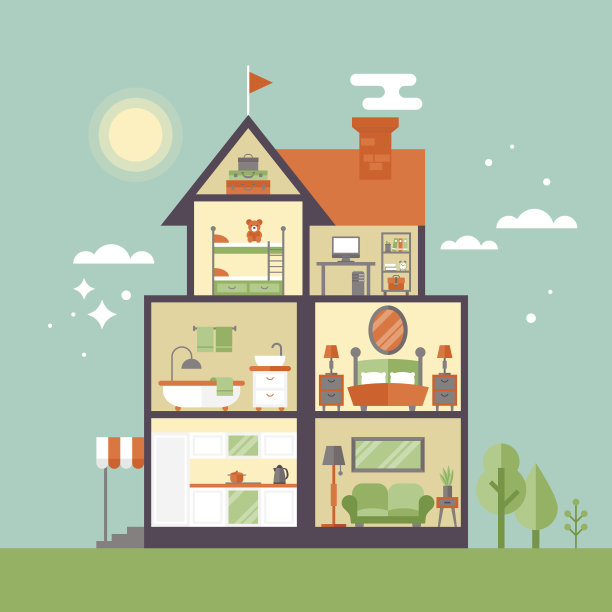 平面时尚的图标家居家具概念设计图片下载