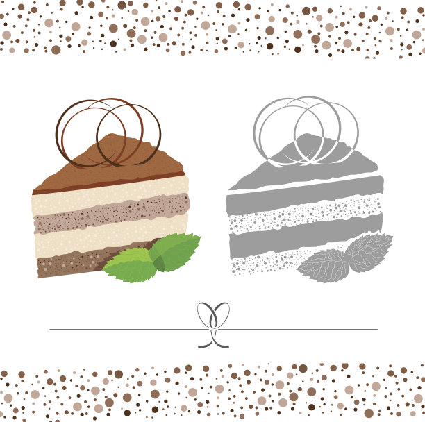 蛋糕。小菜一碟。矢量颜色和黑白图像。图片下载