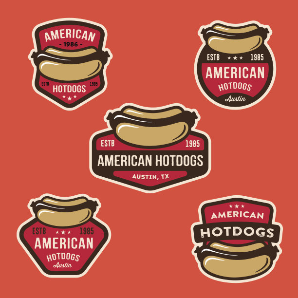 一套美国热狗徽章图片下载