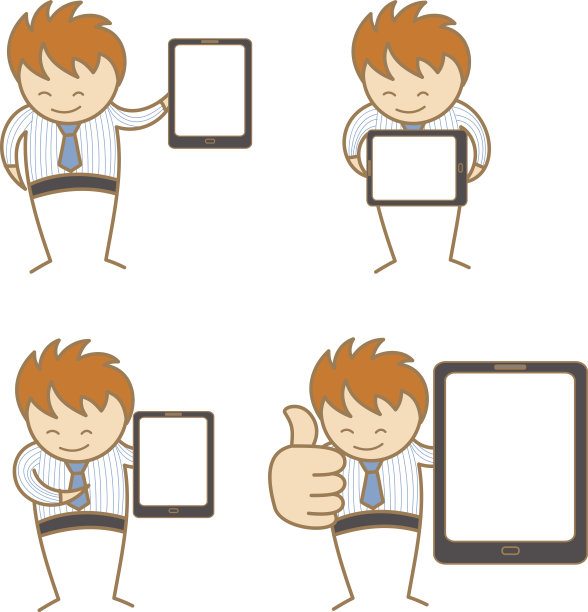 卡通人物与平板电脑的人图片下载