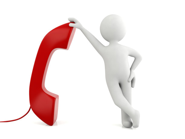 3人孤立地站在红色电话图片下载