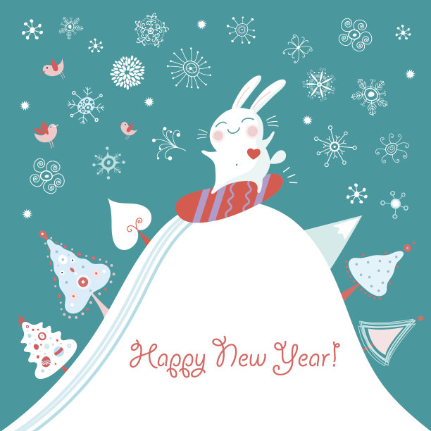 白色背景上孤立的白兔图片下载